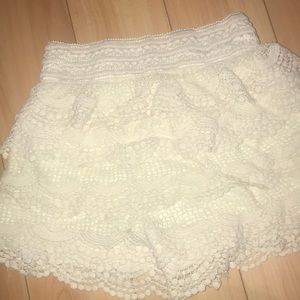 White ruffle lace shorts